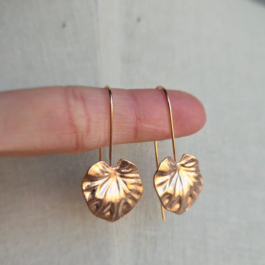 Rose Gold large Vioal leave drop earrings