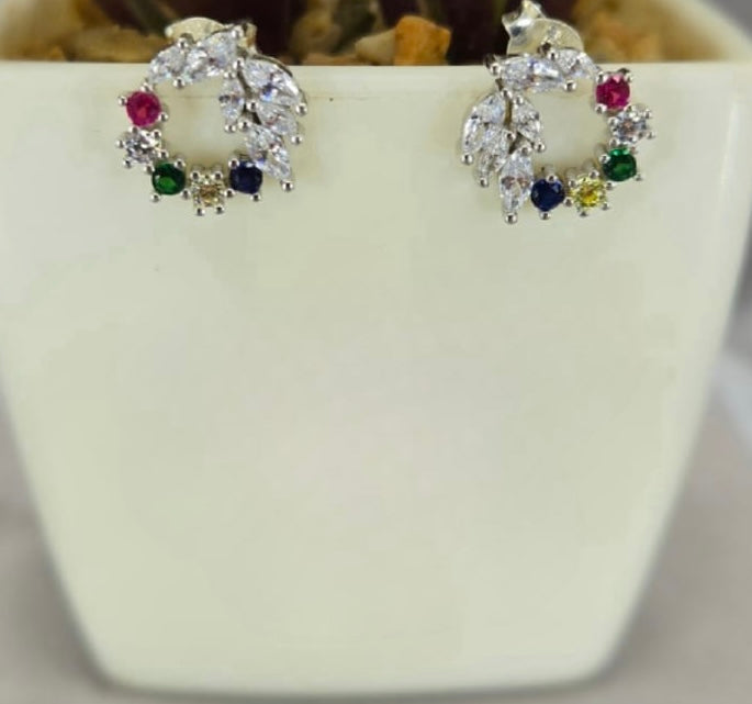 Cubic zirconia round bling stud earring