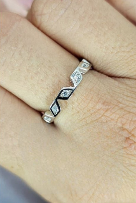 Sterling silver eternity ring with cubic zirconia inserts