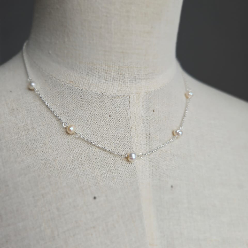 Freshwater pearl and sterling silver necklace
