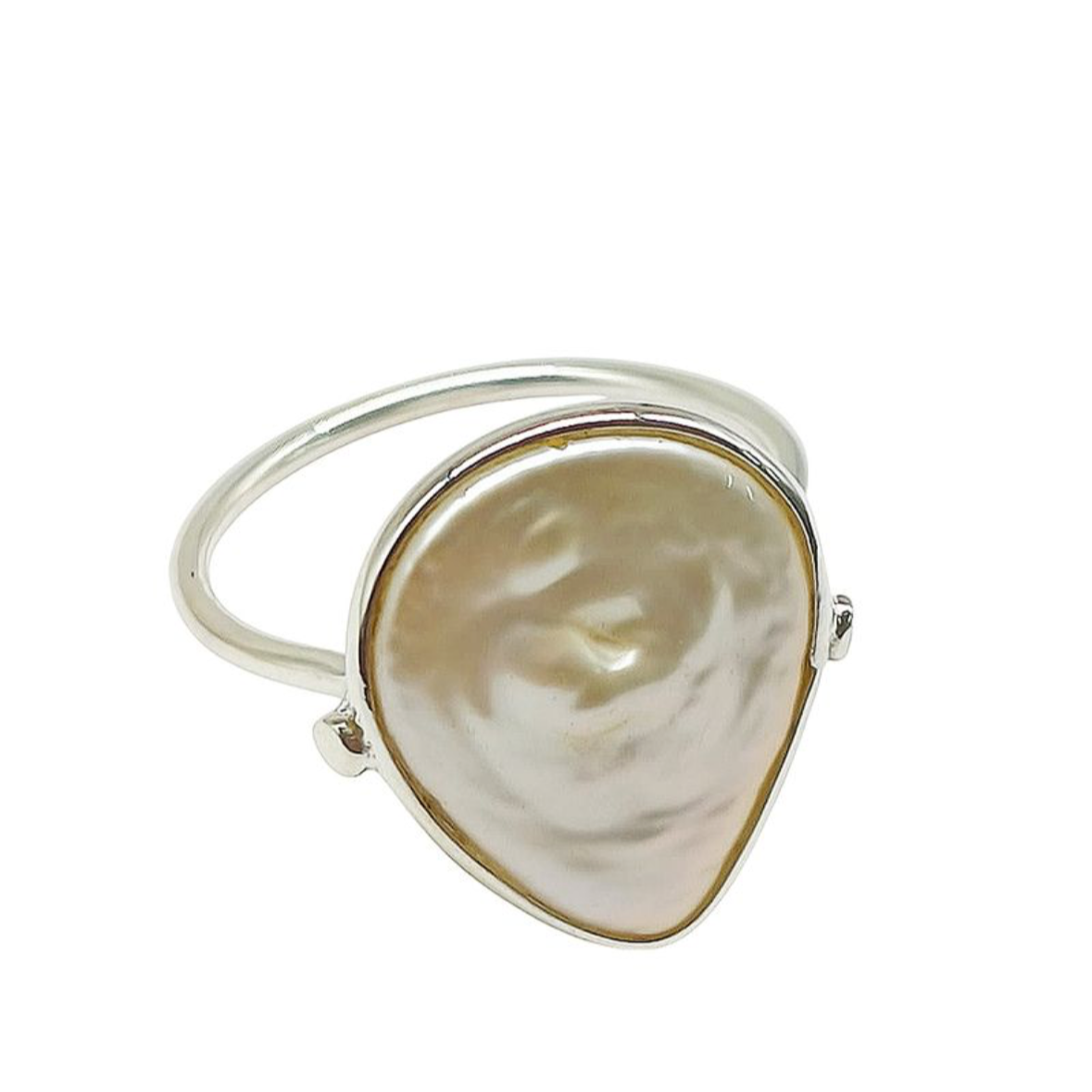 Teardrop Coin Pearl Ring