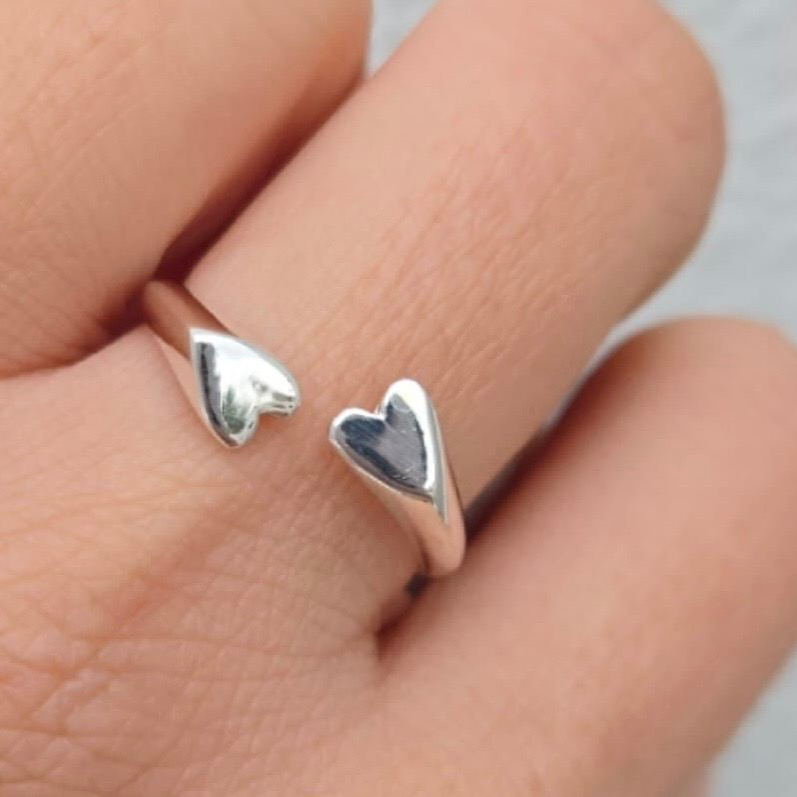 Double Heart Open Ring