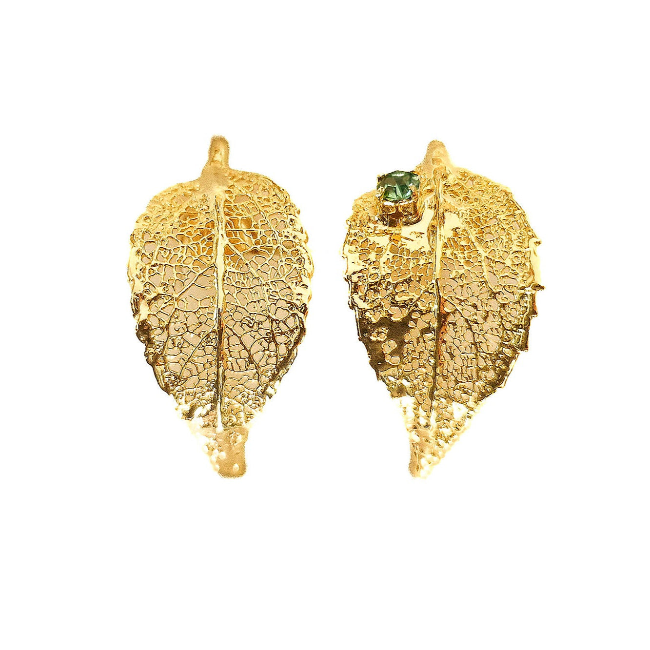 Ester Gold Cherry Earrings with Green Swarovski Crystal