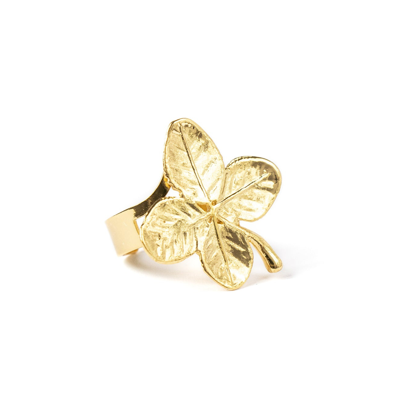 Ester Gold Four-Leaf Clover Open Size Ring