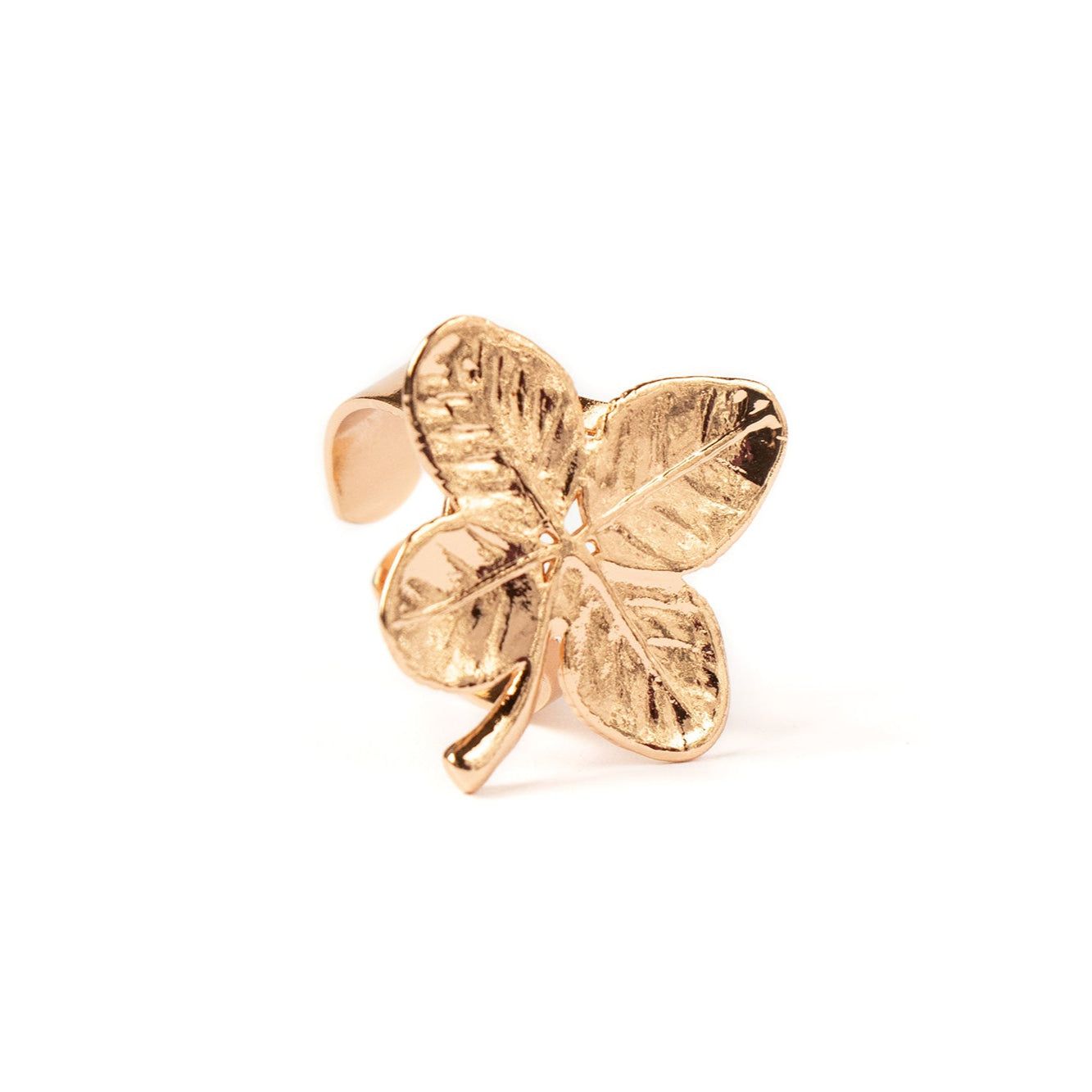 Ester Rose Gold Four-Leaf Clover Open Size Ring