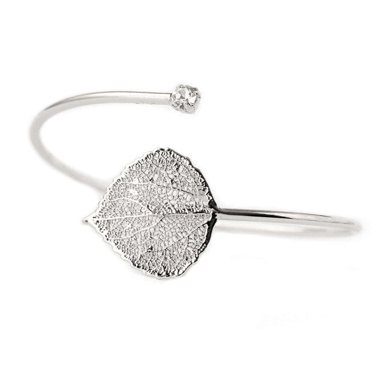 Ester Silver Aspen Leaf Bracelet with Swarovski Crystal
