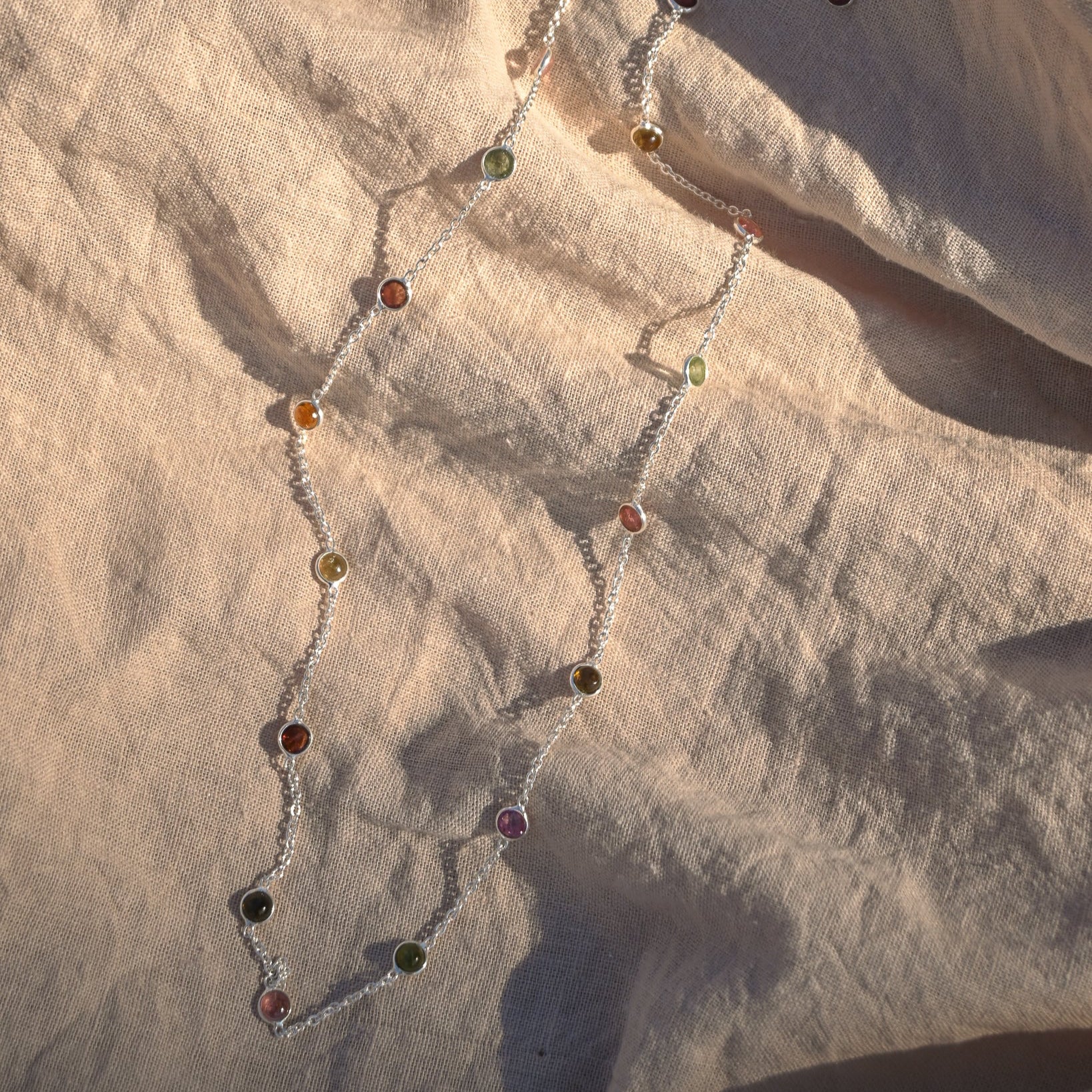 Tourmaline Semi Precious Stones Drops Necklace