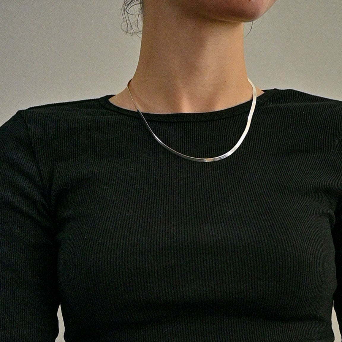Sterling silver 4mm herringbone necklace