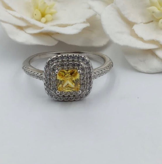 Yellow cubic hot sale zirconia ring