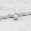 Sterling Silver Teardrop Pendant With Blush Pink Freshwater Pearl - Terciany 