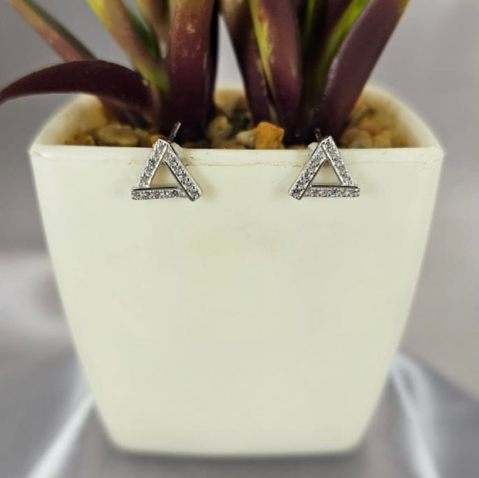 Triangle cubic zirconia stud earrings