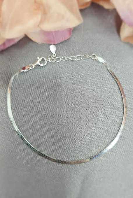 2mm Sterling silver soft herringbone bracelet