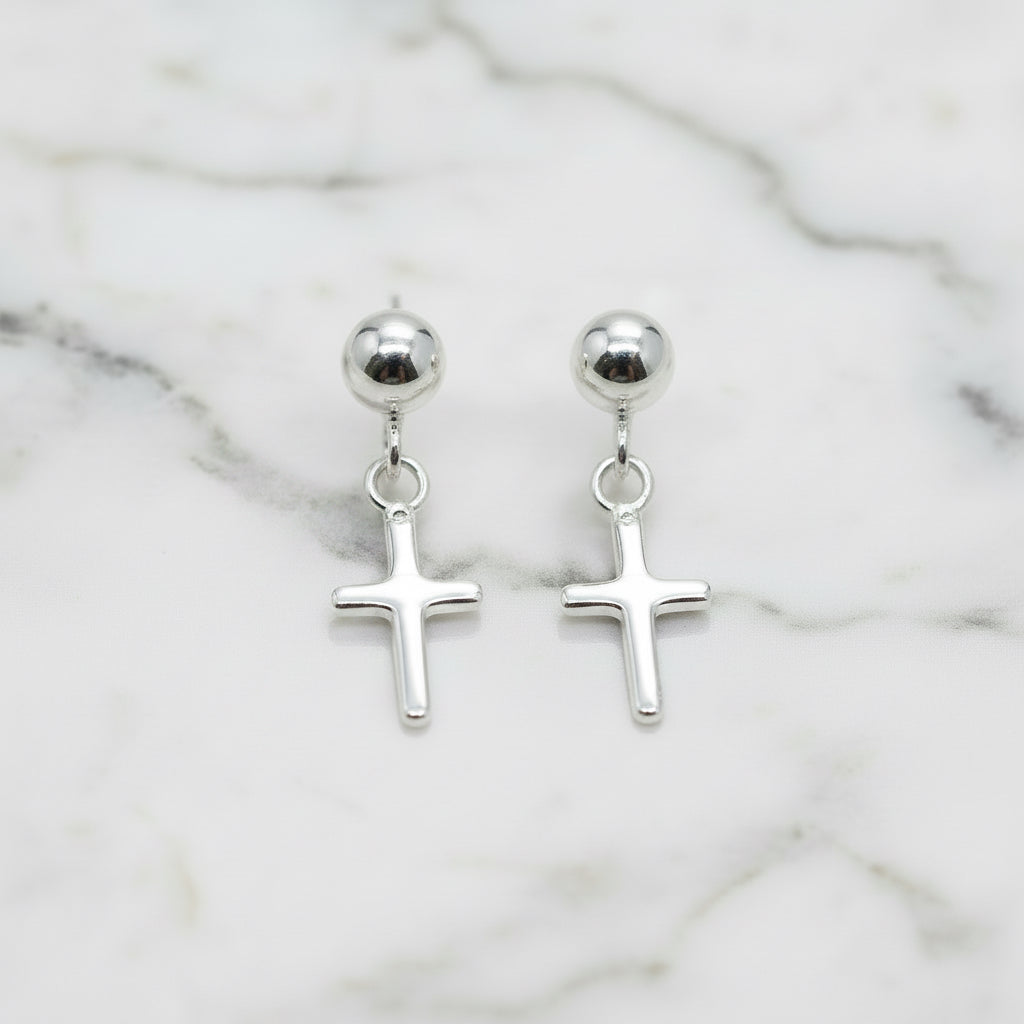 Sterling Silver Cross Earrings