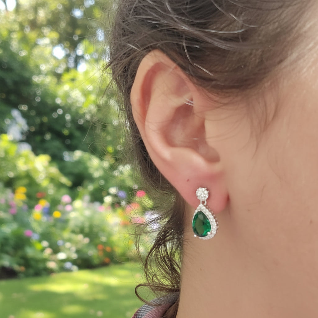 Green Teardrop Diana Drop Earrings