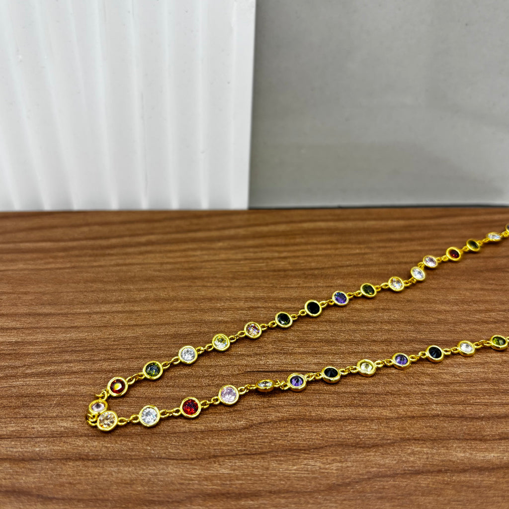 Gold Necklace With Different Coloured Stones