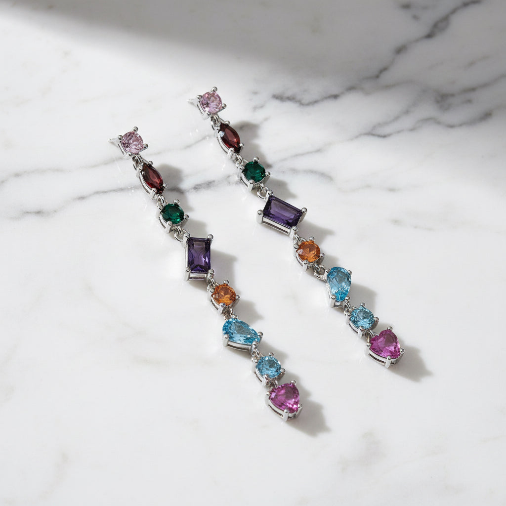 Multicoloured Dangly drop earrings - Terciany 