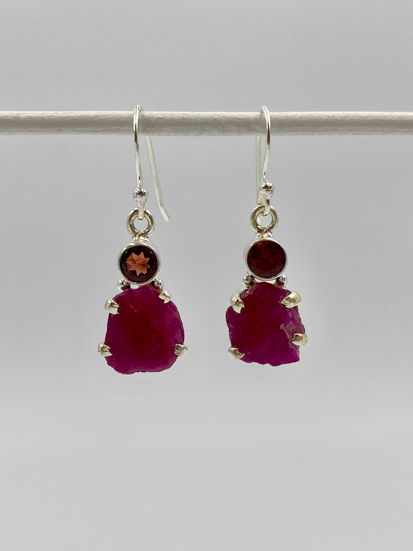 Rough semi precious stone drop earrings