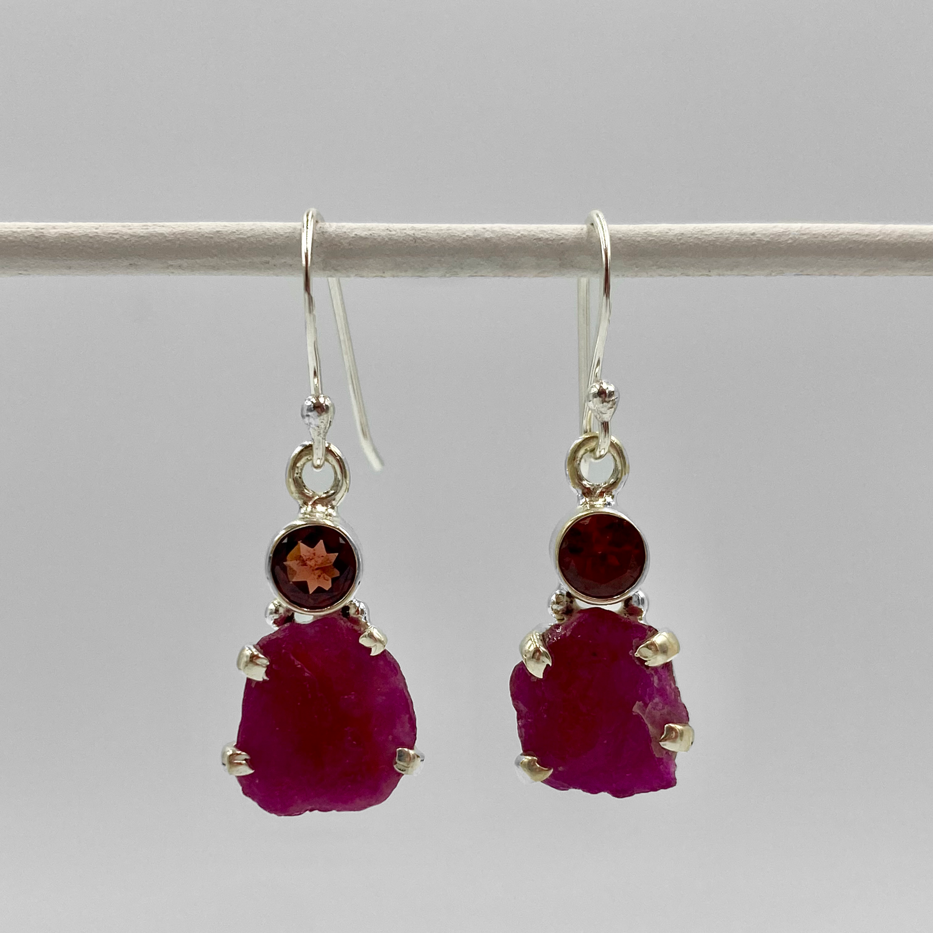 Rough semi precious stone drop earrings