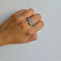 Sterling Silver Ring With Lots Of Cubic Zirconia Bars - Terciany 