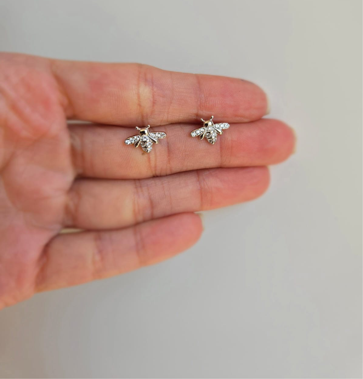 Sterling silver bee studs with bling