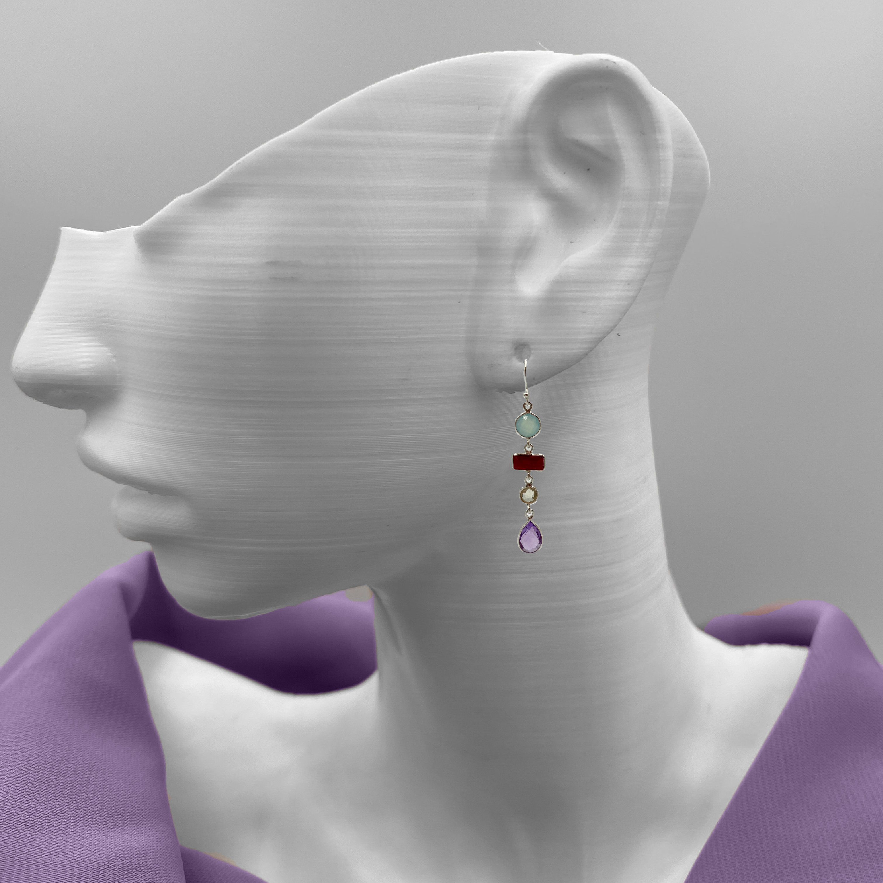 Stunning 4 layer semi Precious stone drop earrings