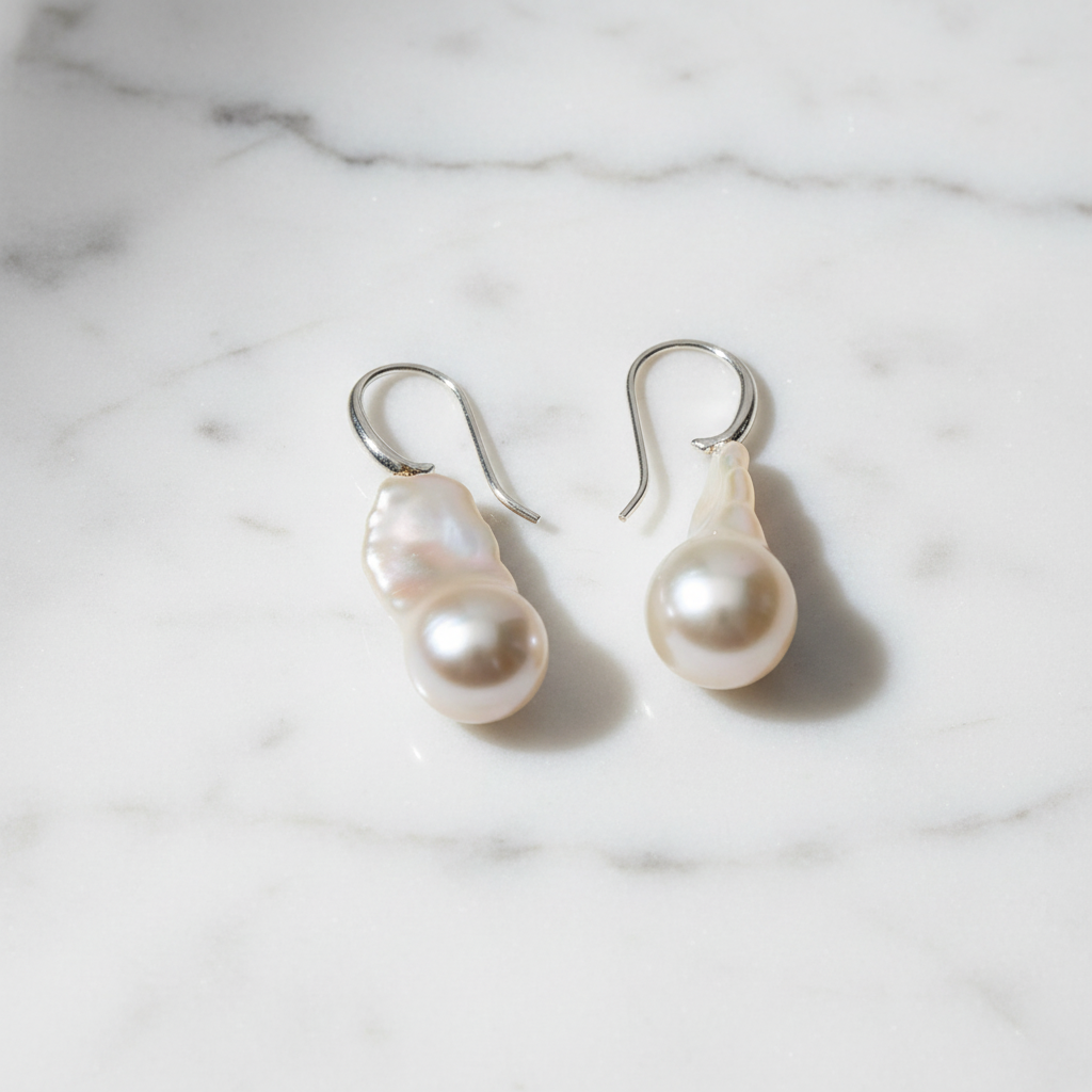 Large Aa Grade Baroque Pearl Drop Earrings - Terciany 