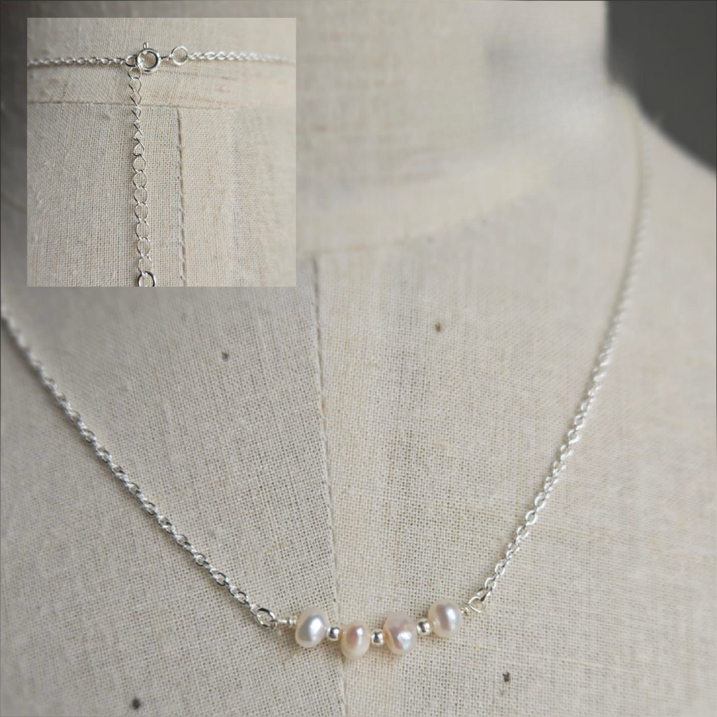 Sterling Silver Necklace With 4 Beautiful Freshwater Pearls