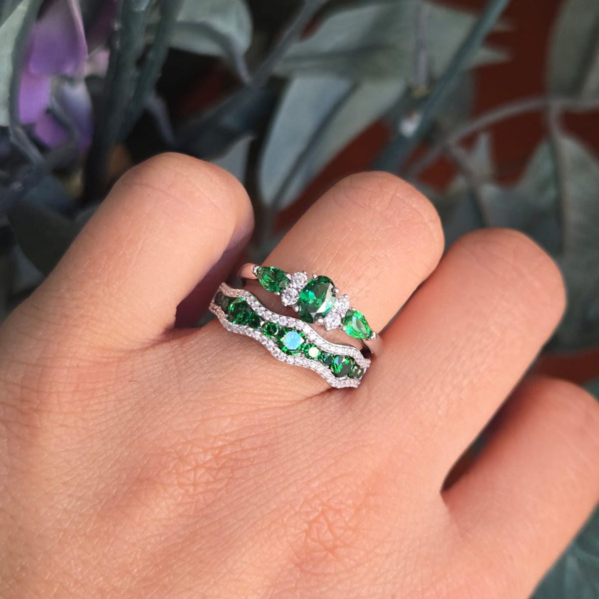 Green And Clear Bobble Cubic Ring - Terciany 