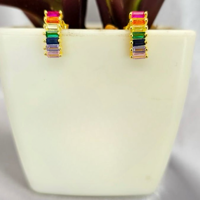 Rainbow Drops In Gold Earrings - Terciany 