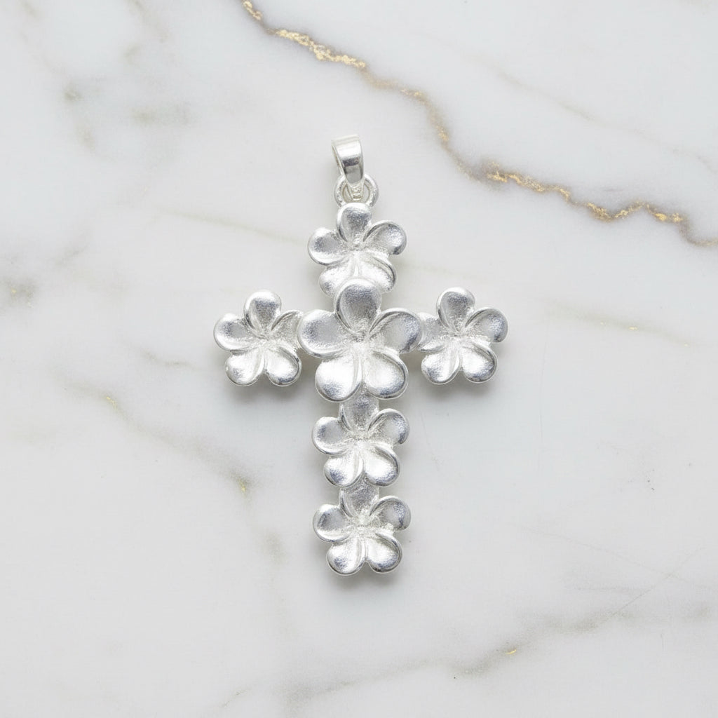 Silver Flower Cross pendant