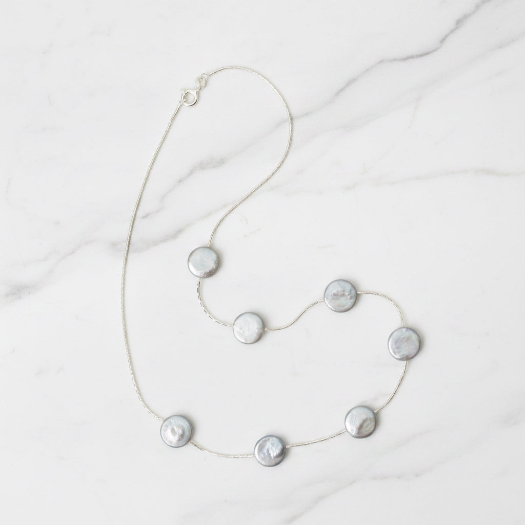 Grey Coin pearl necklace
