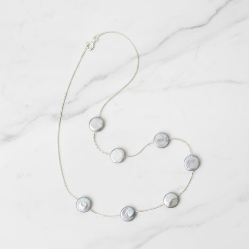 Grey Coin pearl necklace