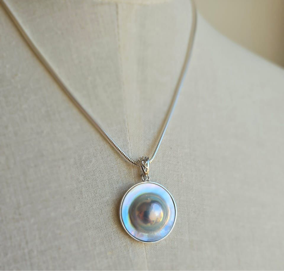 Blue/Grey Blister Mabe Pearl Pendant
