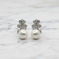 Freshwater Pearl Earrings With Beautiful Detailed Flower Base - Terciany 