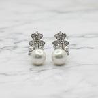 Freshwater Pearl Earrings With Beautiful Detailed Flower Base - Terciany 
