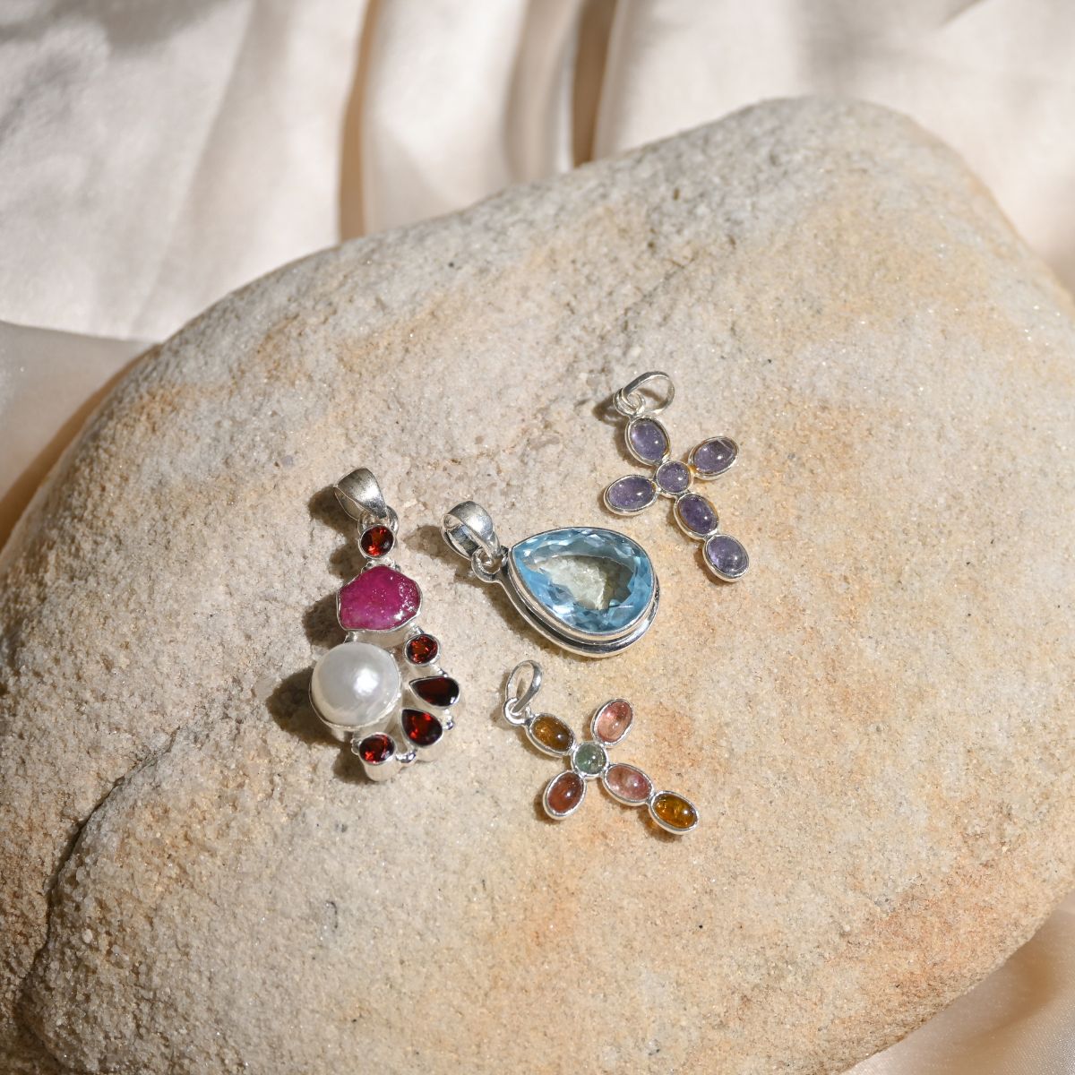 Tanzanite cross pendant