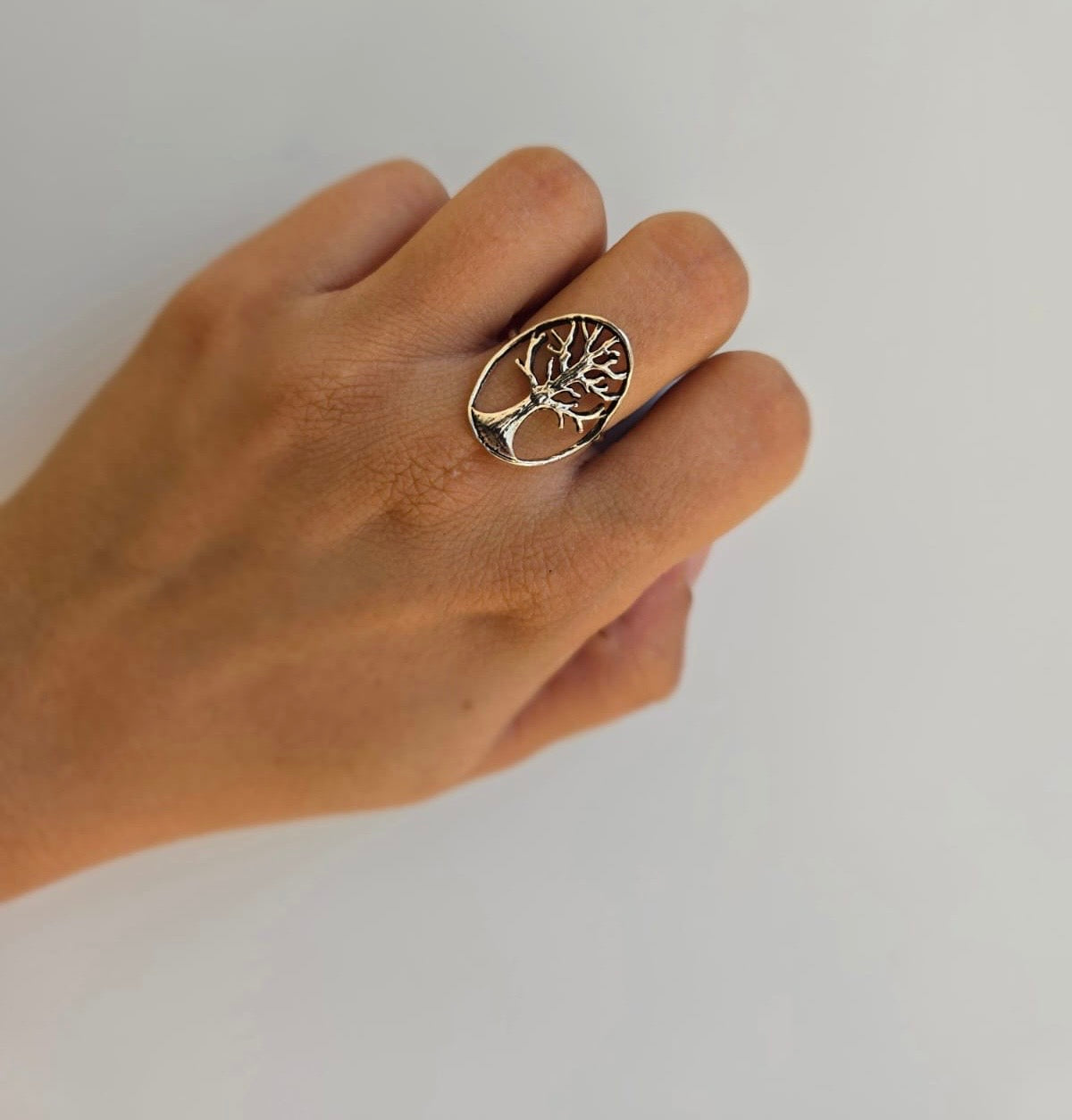 Oval Sterling Silver Tree Of Life Ring