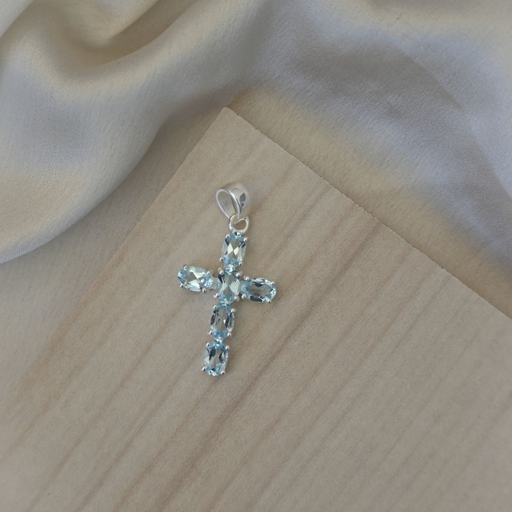 Blue Topaz Cross pendant