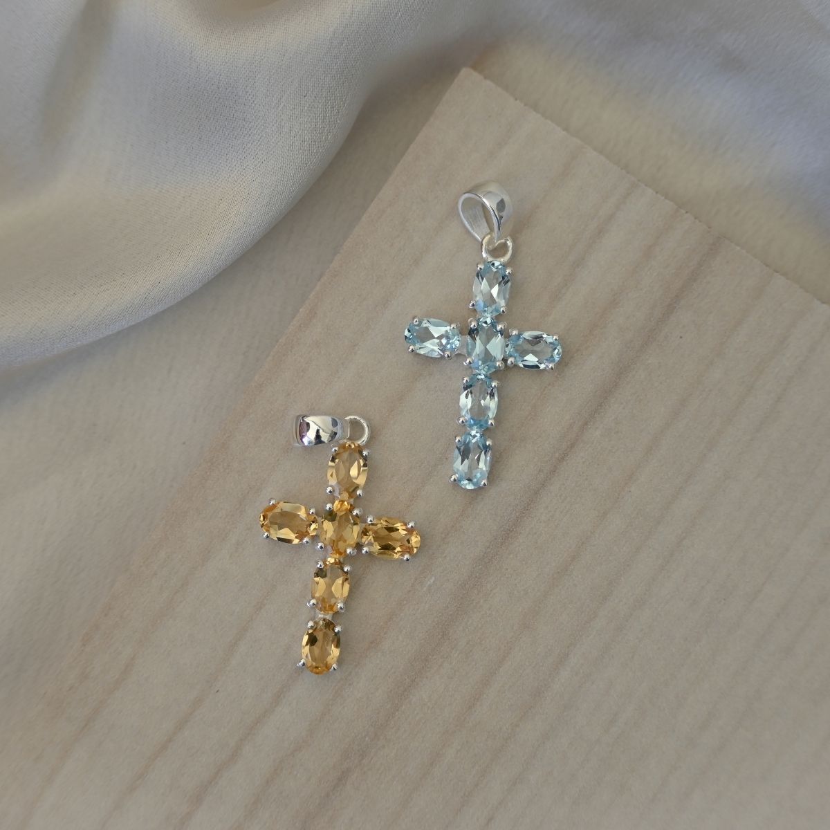 Blue Topaz Cross pendant