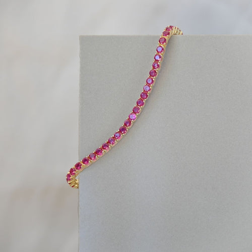 Gold Ruby zirconia tennis Bracelet