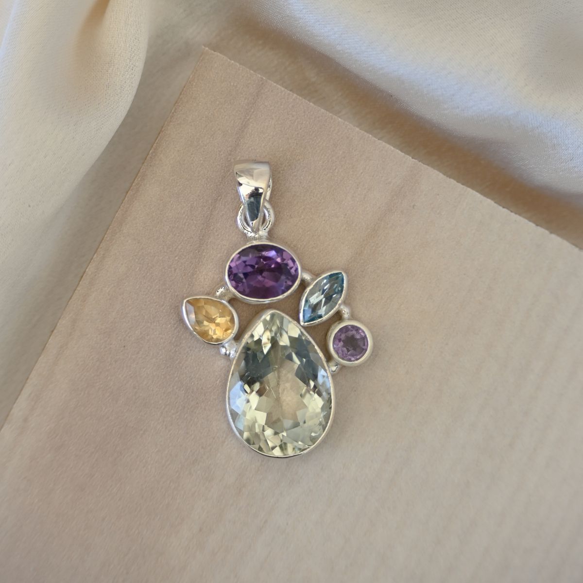 Multi Coloured Semi Precious stone Pendant