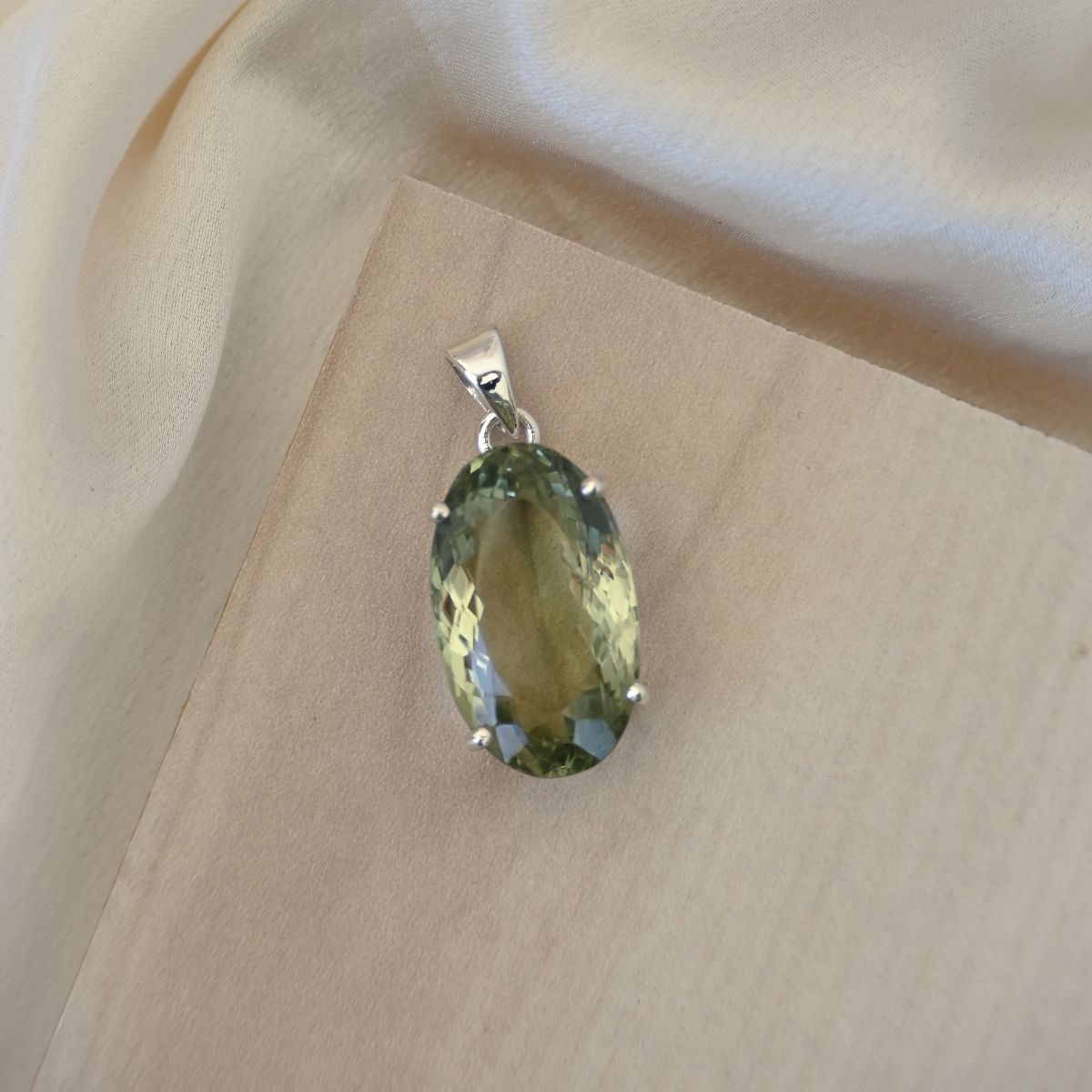 Large Oval Green Amathyst Pendant