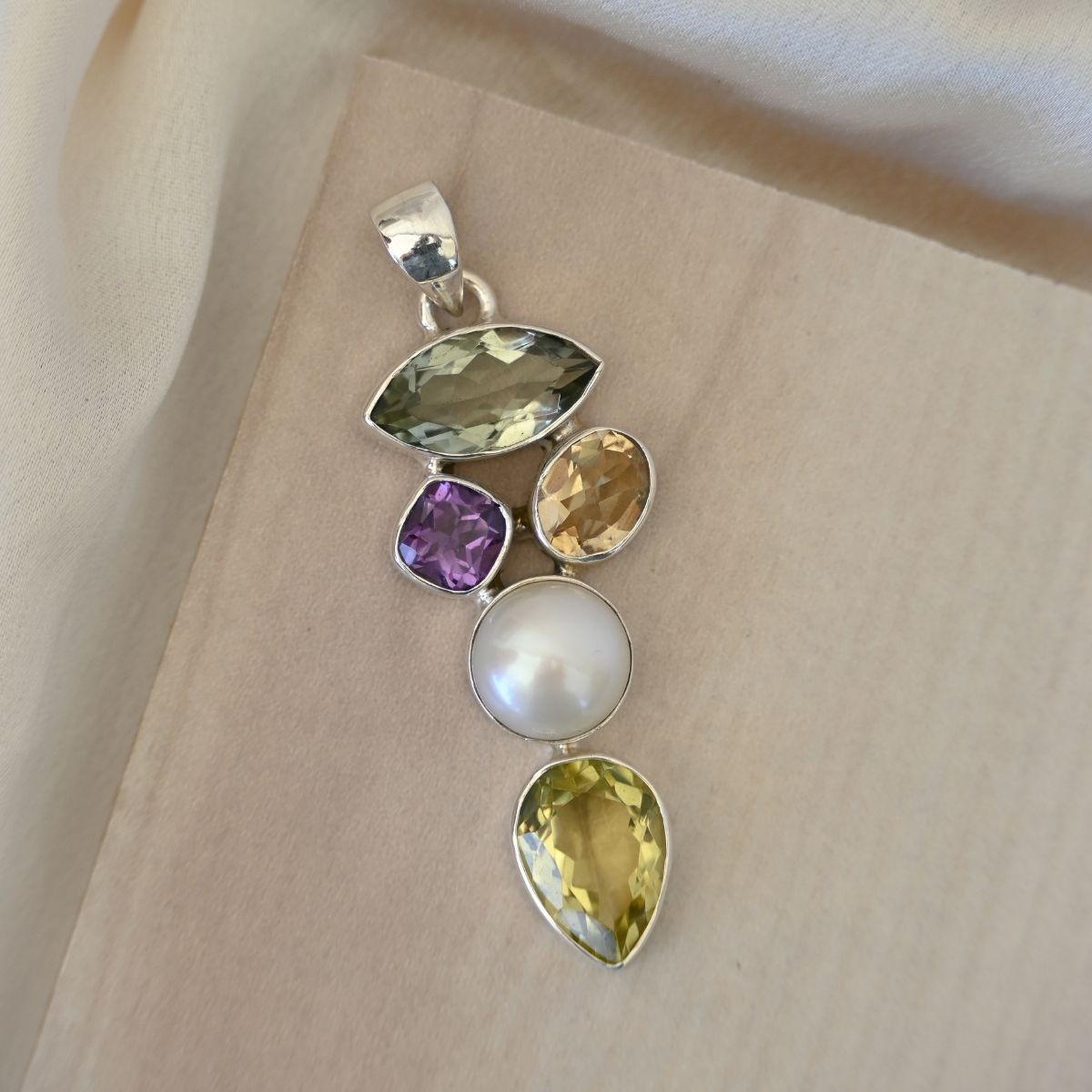 Large Pearl and Multi Coloured pendant
