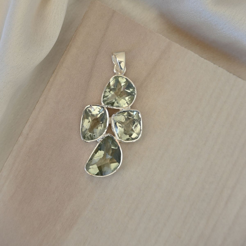 Green Amethyst Earrings and Pendant set