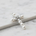 Cross Pendant With Ten Freshwater Pearls And Cubic Zirconia Detail On Chain - Terciany 