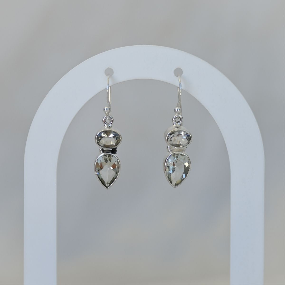 Green Amethyst Double drop earrings
