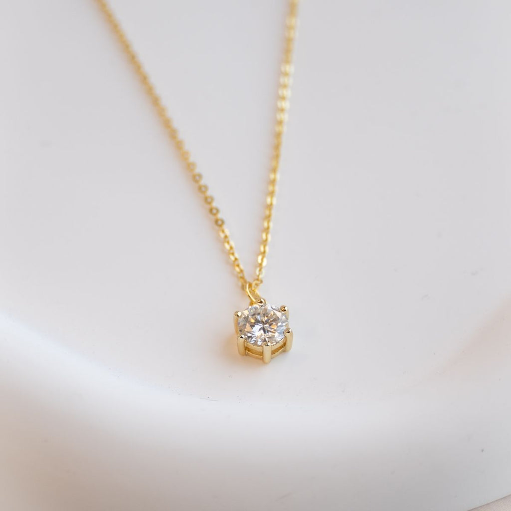 1ct Moissanite Gold Necklace (with GRA Certificate) - Terciany 