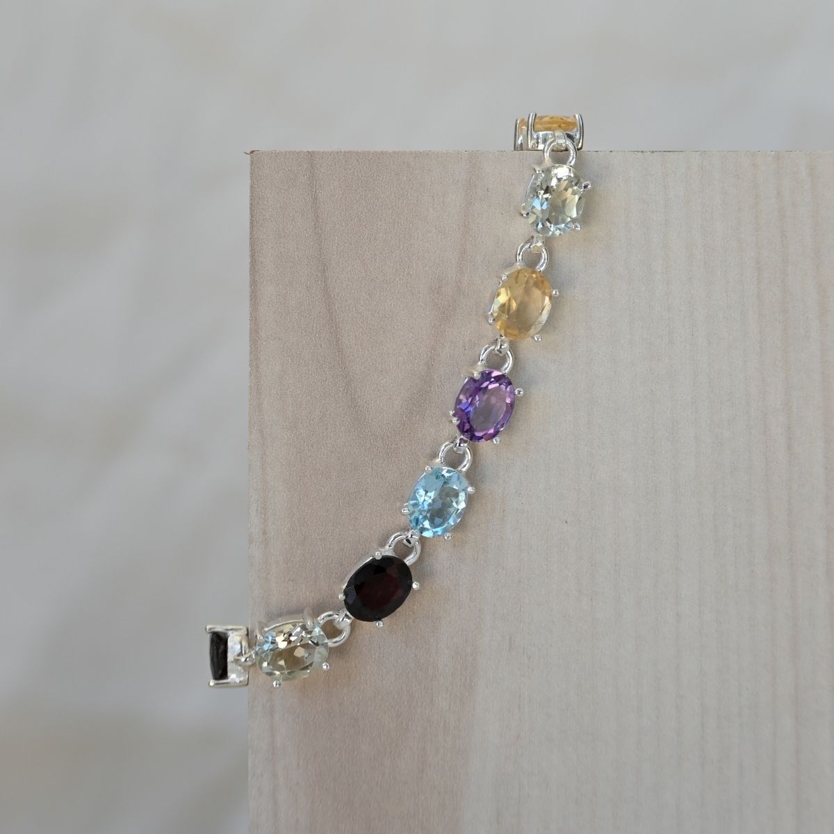Oval Multi Coloured semi Precious stone Bracelet
