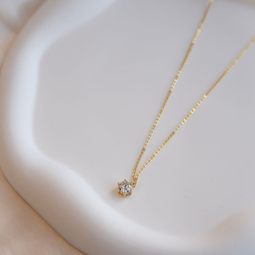 1ct Moissanite Gold Necklace (with GRA Certificate) - Terciany 