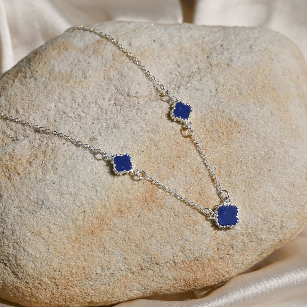 Blue Van Cleef (Four leave Clover) three flower necklace